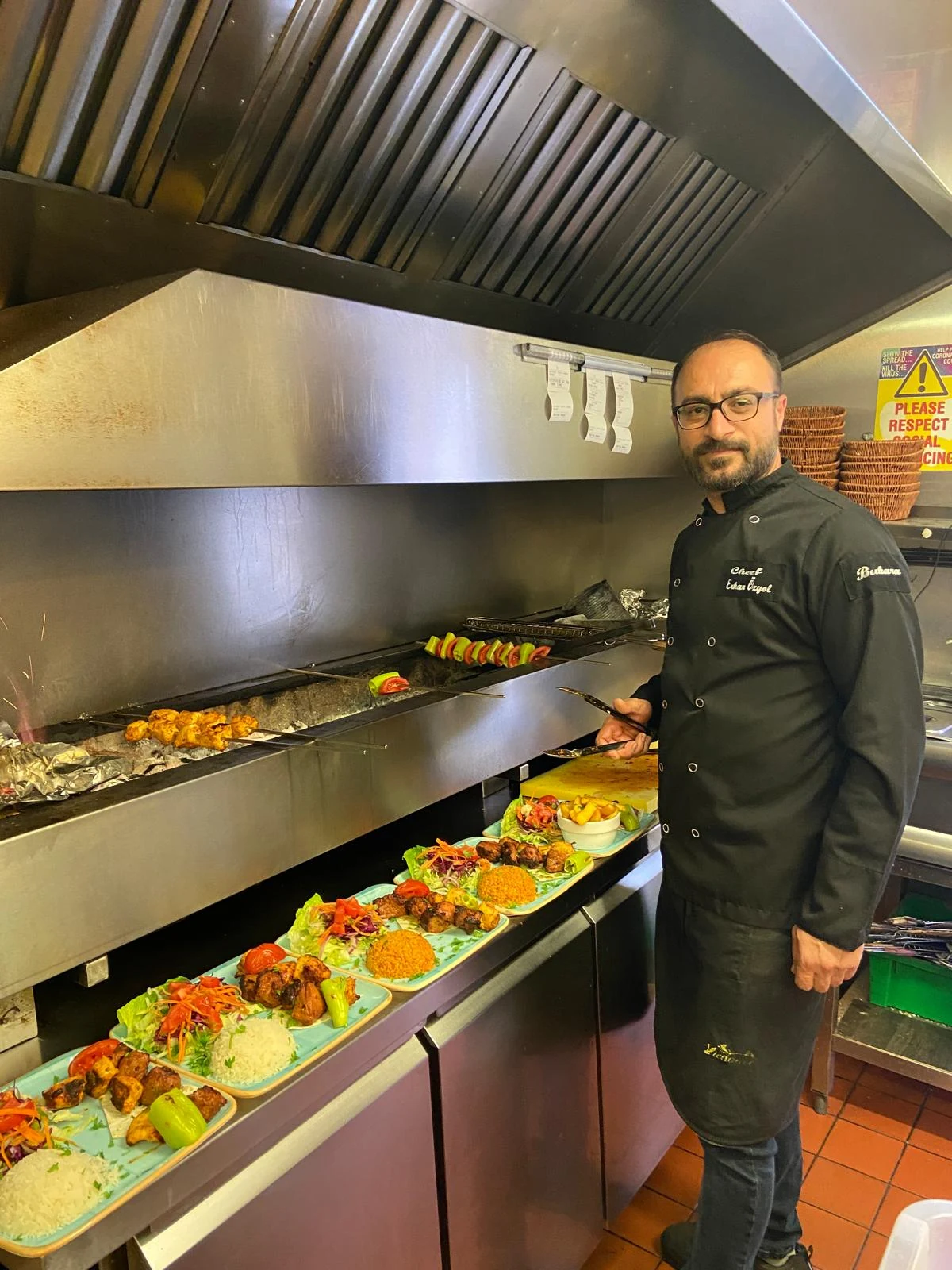 Chef Erkan working at the charcoal grill